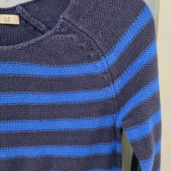 Old Navy Striped Sweater – Women’s Small Blue & Navy Long Sleeve Pullover - Picture 2 of 10